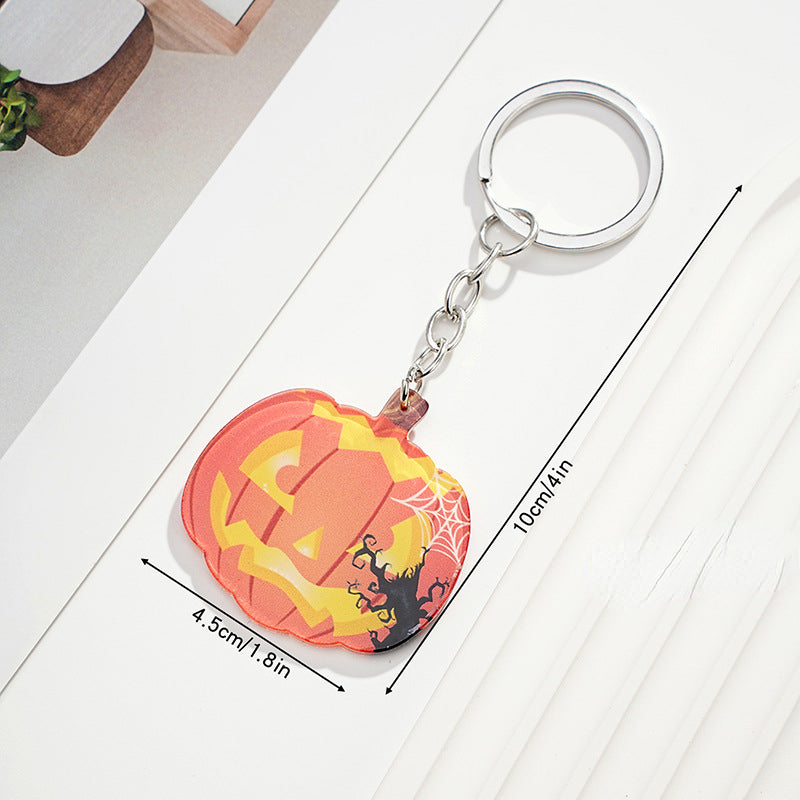 Wholesale of New Halloween Pumpkin Ghost Houses Acrylic Keychain